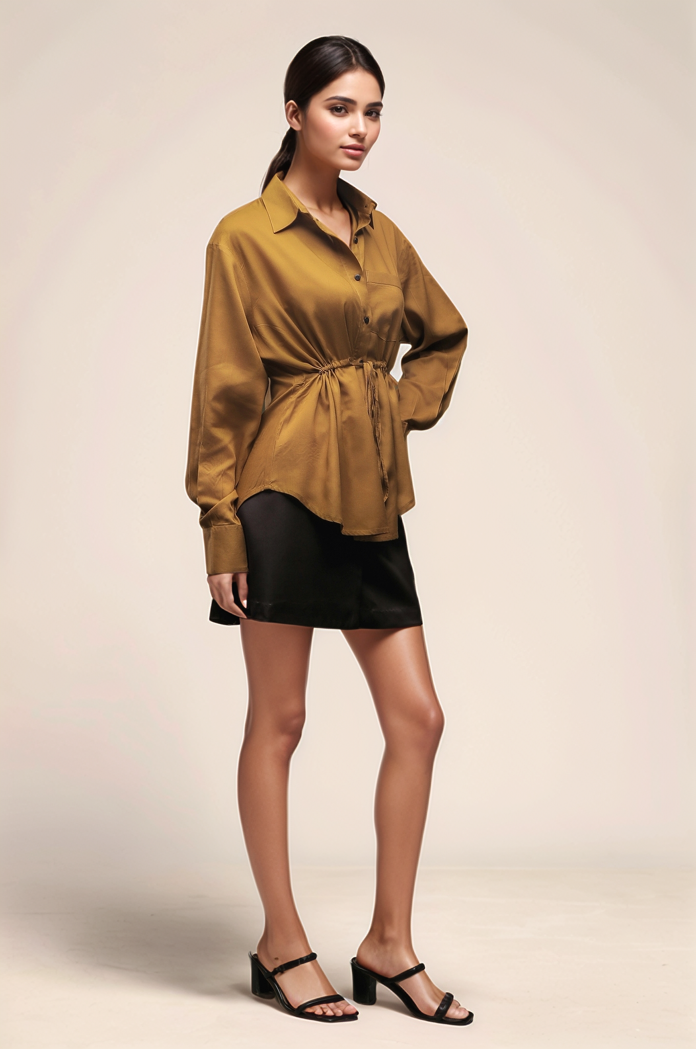 Mustard Yellow Drawstring Shirt