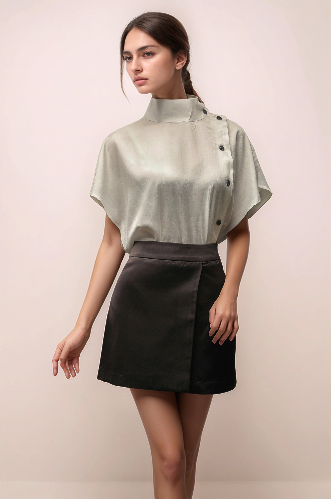 Off White Turtle Neck Loose Top