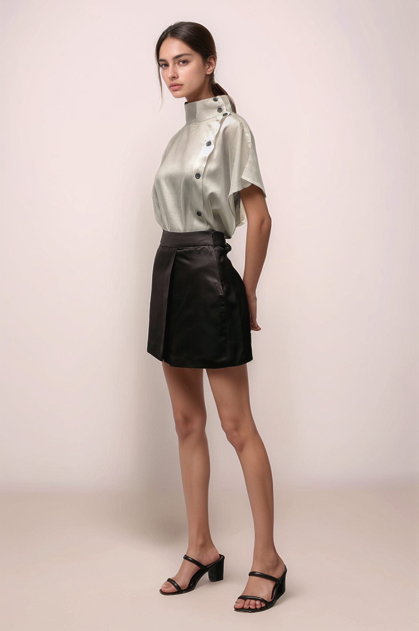 Off White Turtle Neck Loose Top