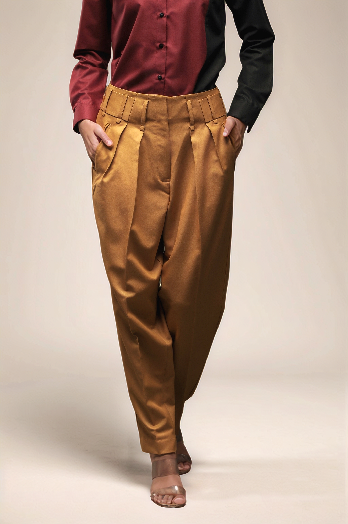 Mustard Yellow Baggy Cropped Trouser