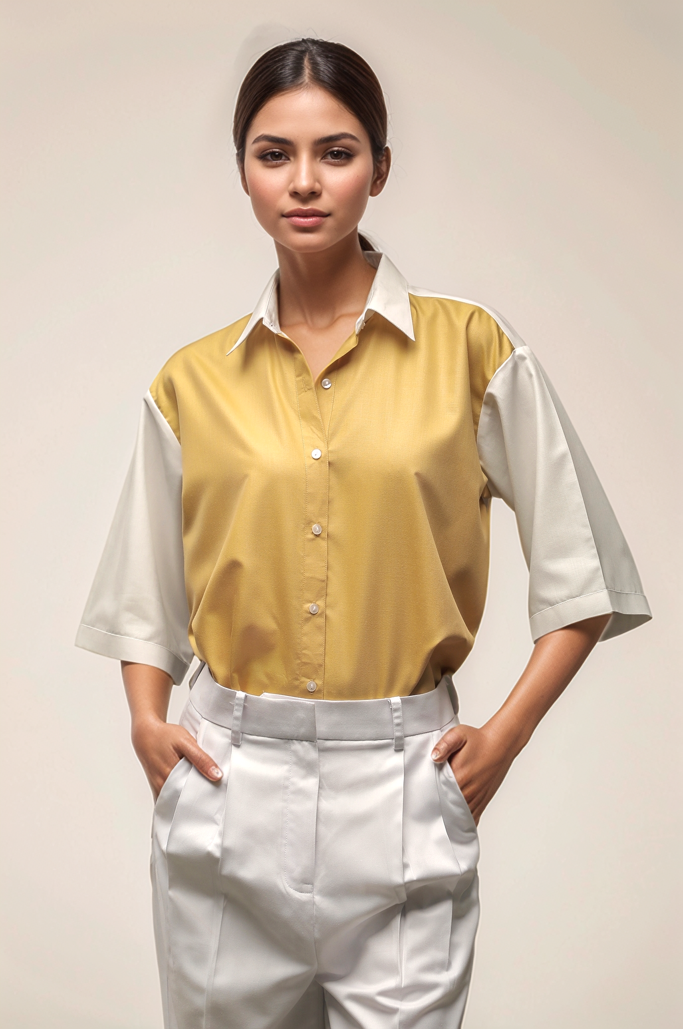 Ochre Yellow Dual Colour Shirt
