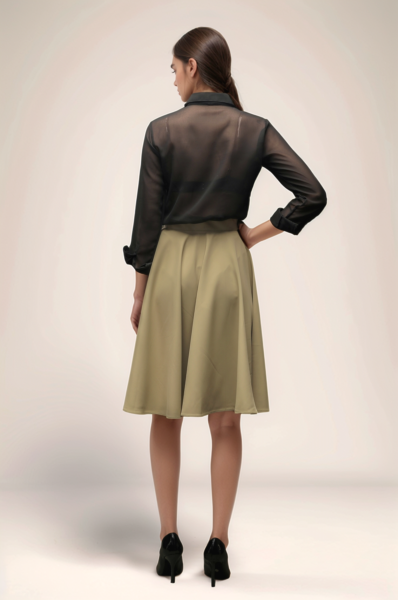 Black Ruffle Neck Shirt
