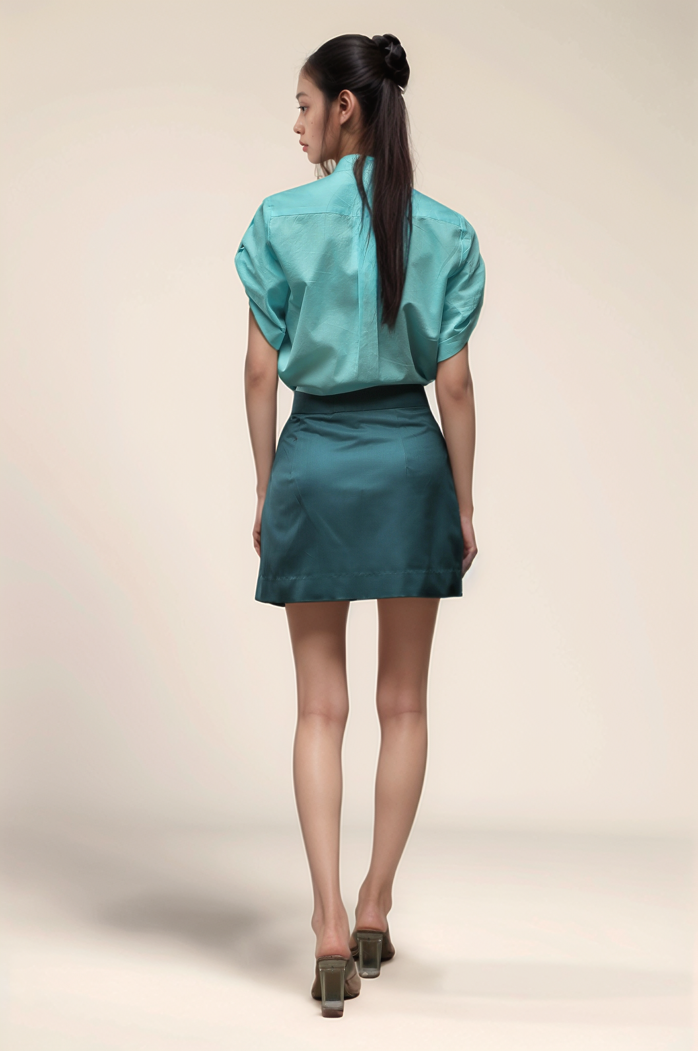 Sky Blue Mandarin Collar Shirt