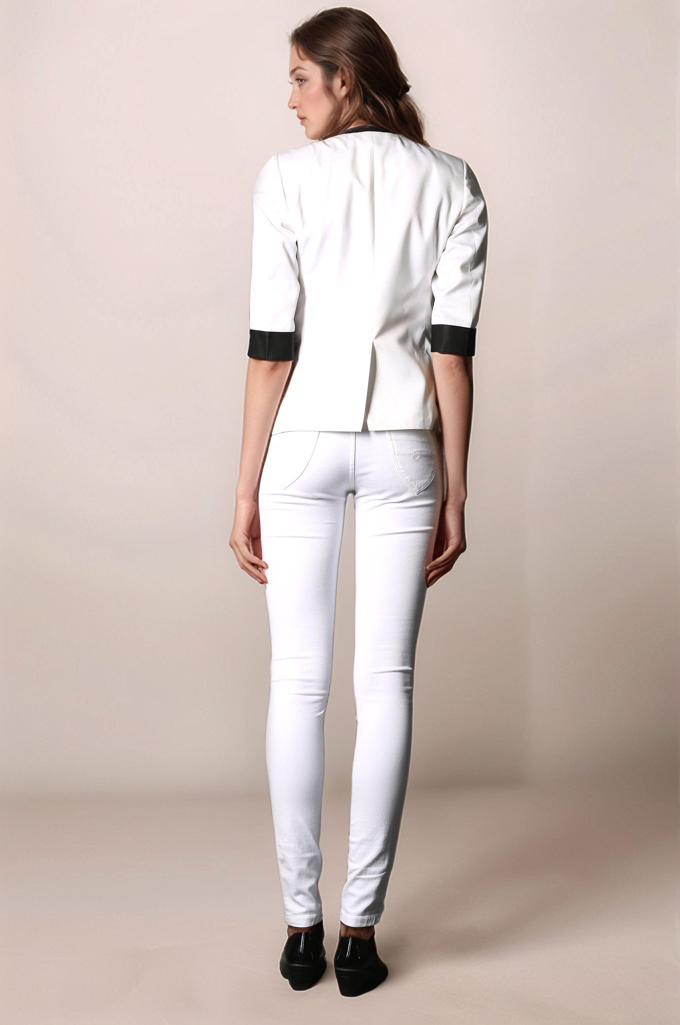 Black And White Square Neck Coat