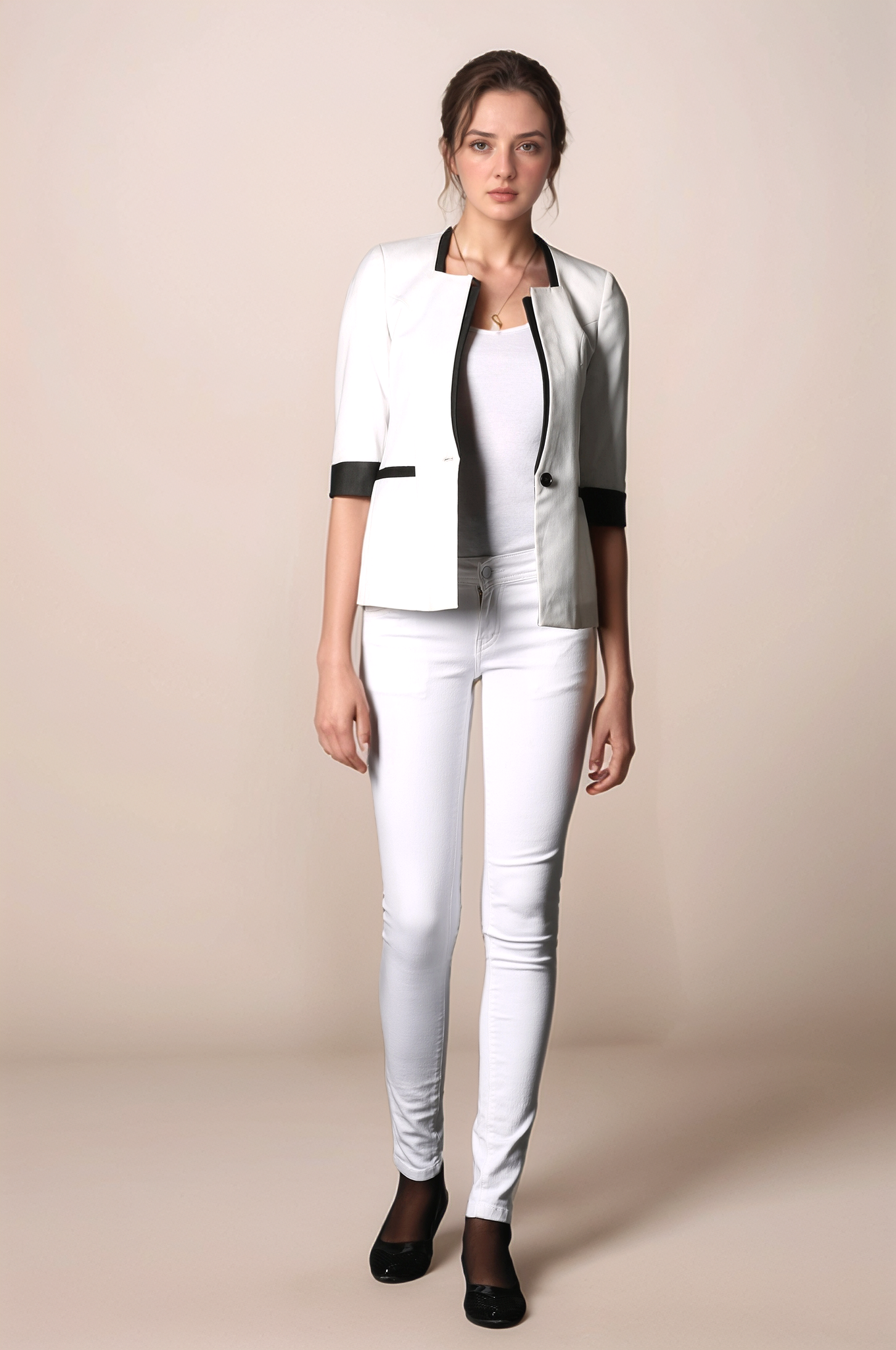 Black And White Square Neck Coat