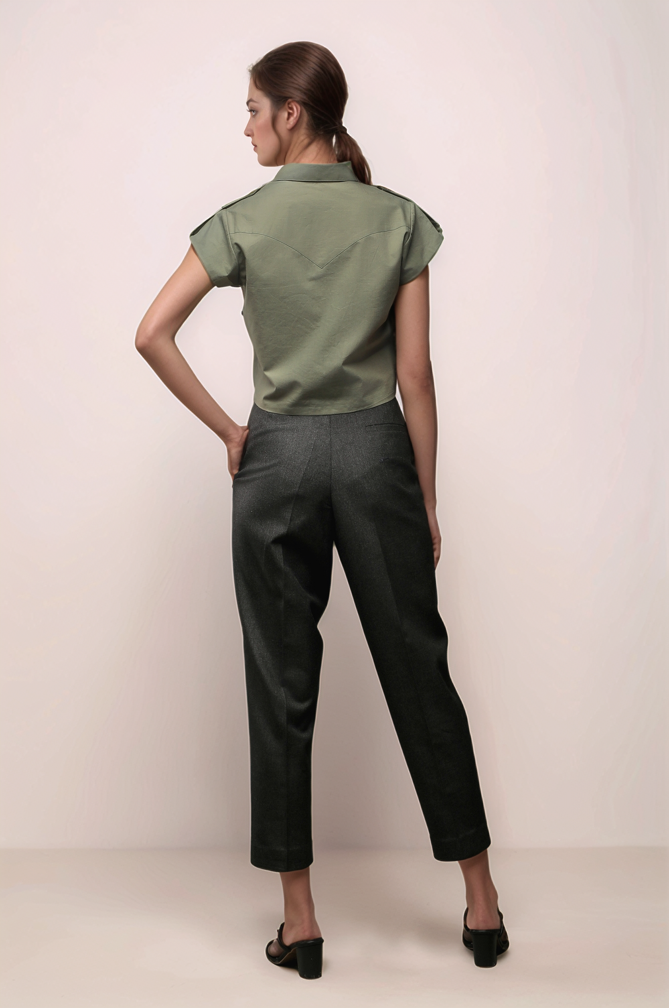 Olive Green Cotton Crop Top