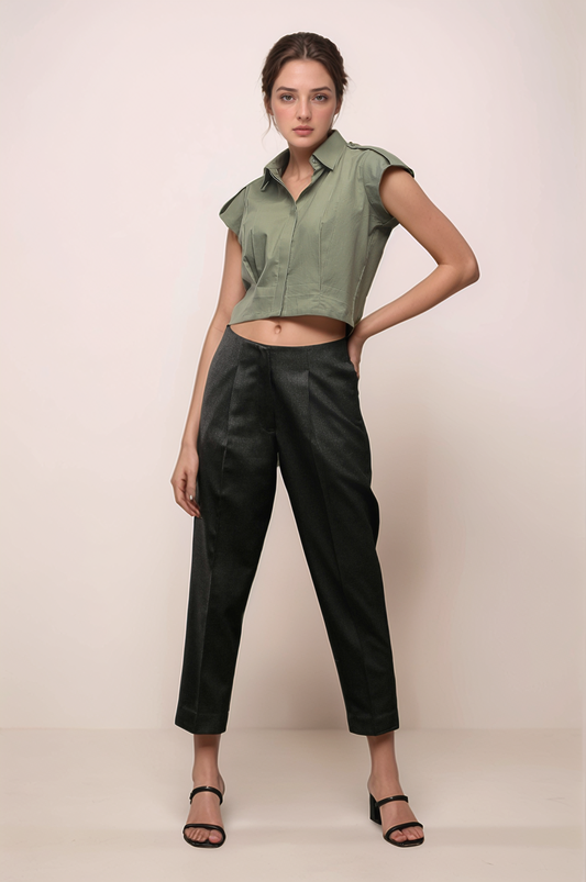 Dark Grey Ankle Length Baggy Pant