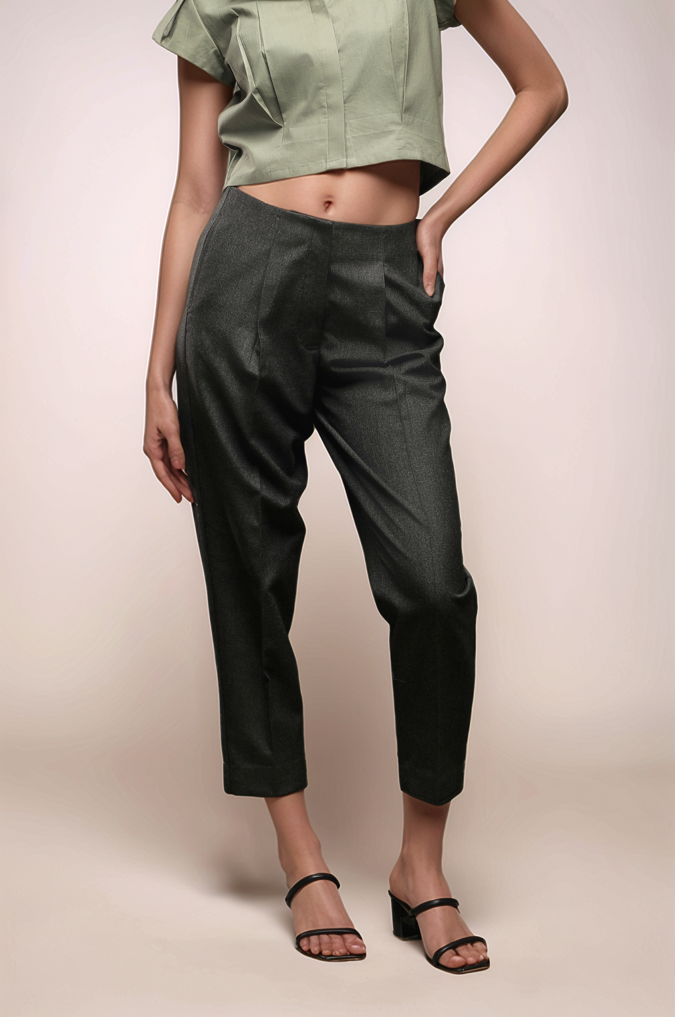 Dark Grey Ankle Length Baggy Pant