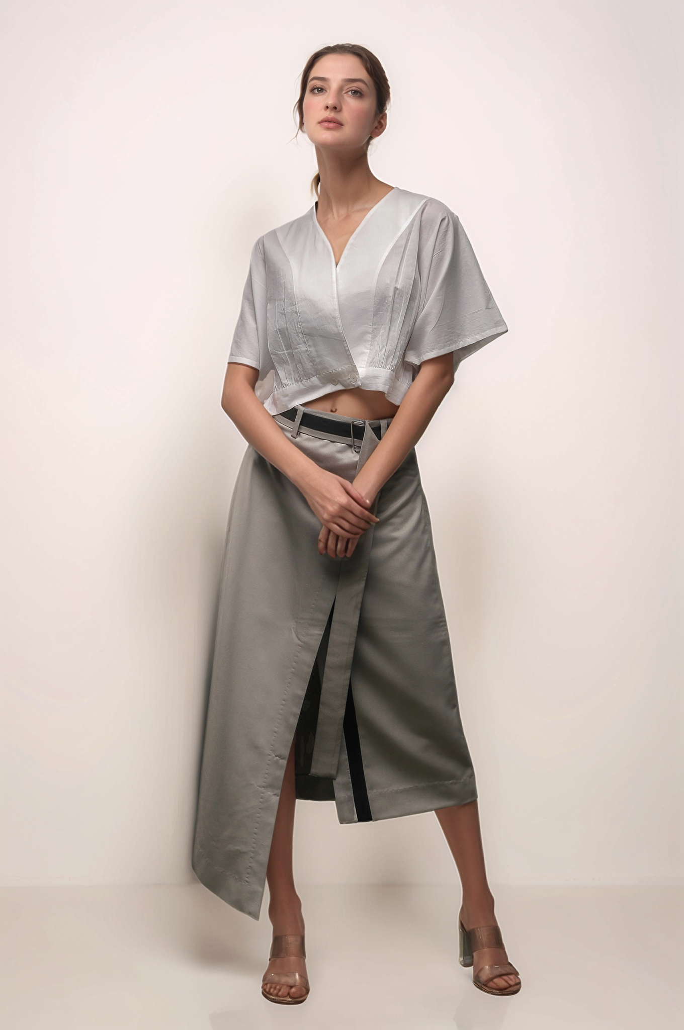 Grey Overlapped Skirt