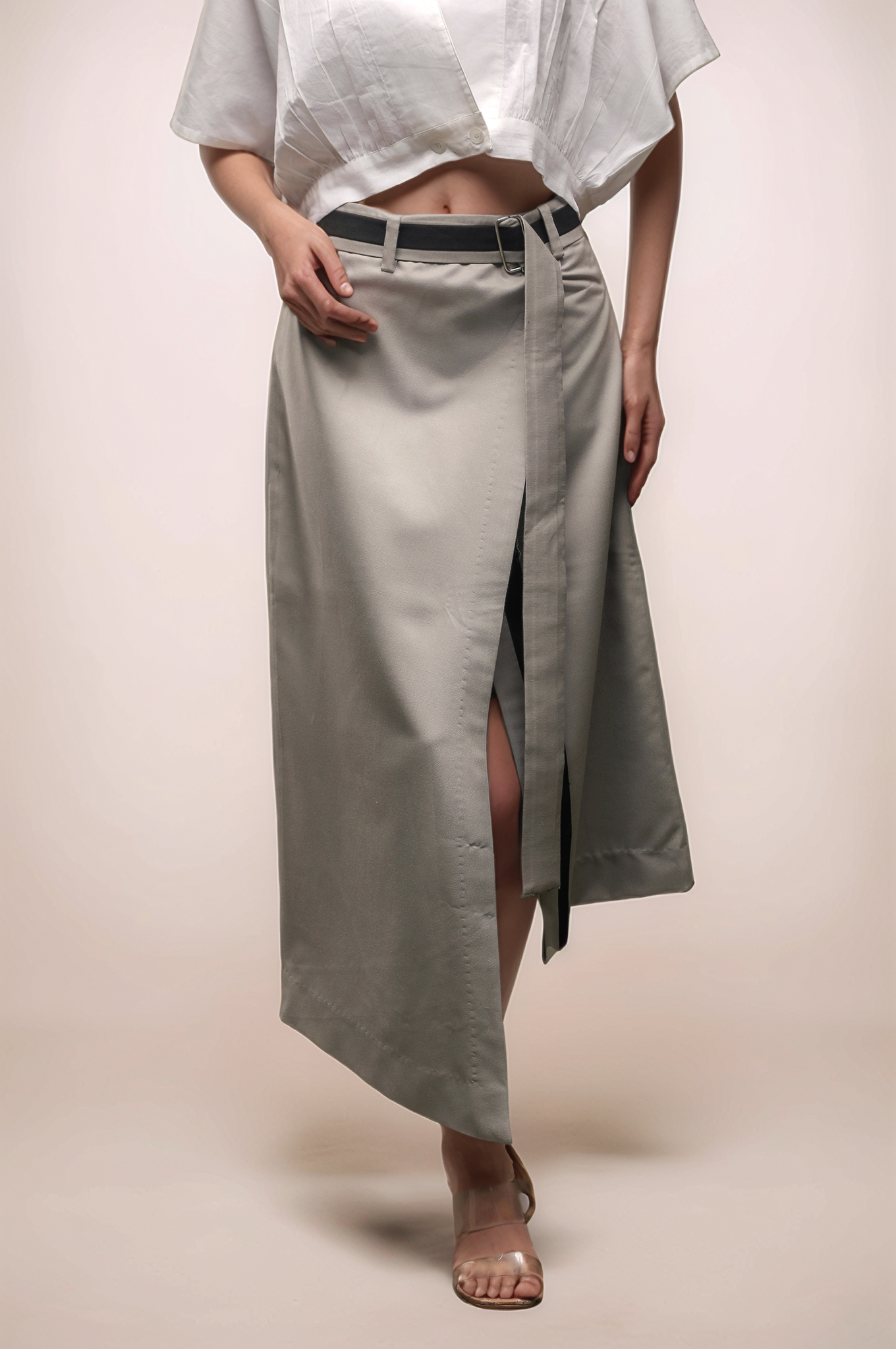 Grey Overlapped Skirt
