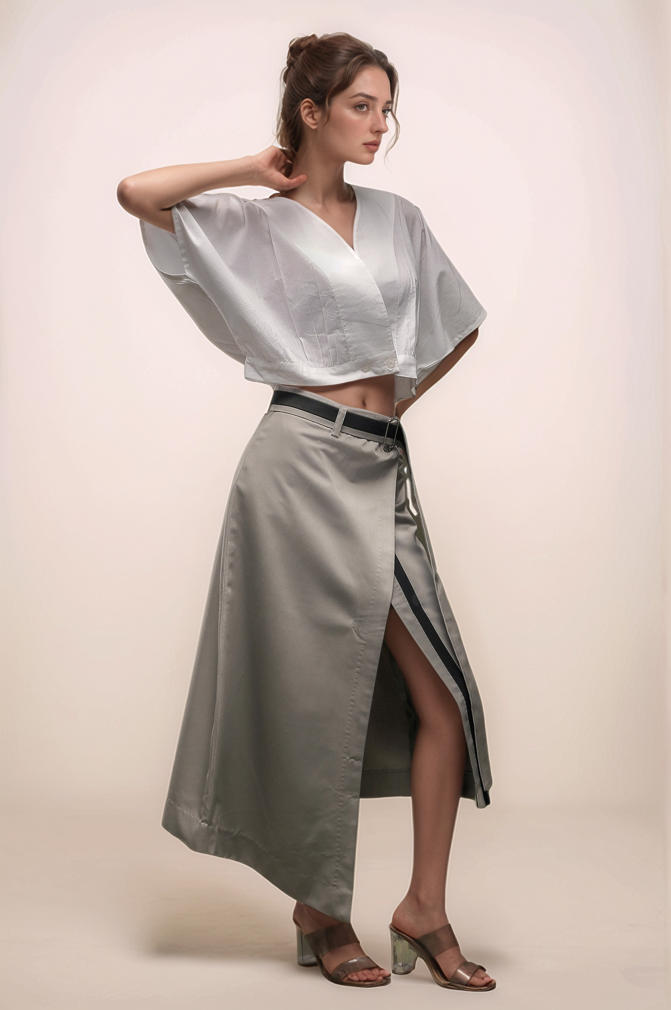 Grey Overlapped Skirt