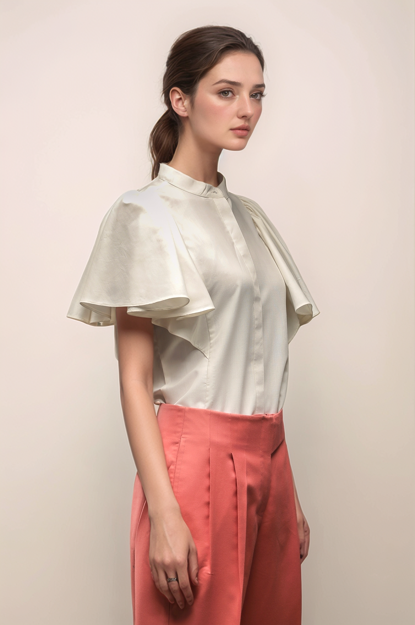 White Flared Bell Sleeve Shirt