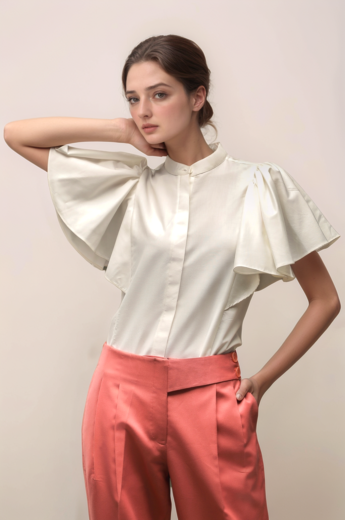 White Flared Bell Sleeve Shirt