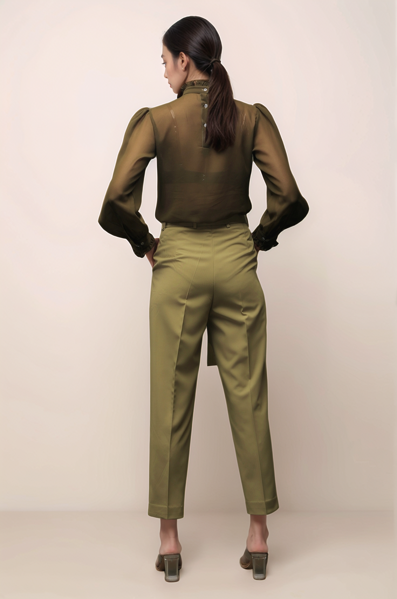 Olive Green Georgette Shirt
