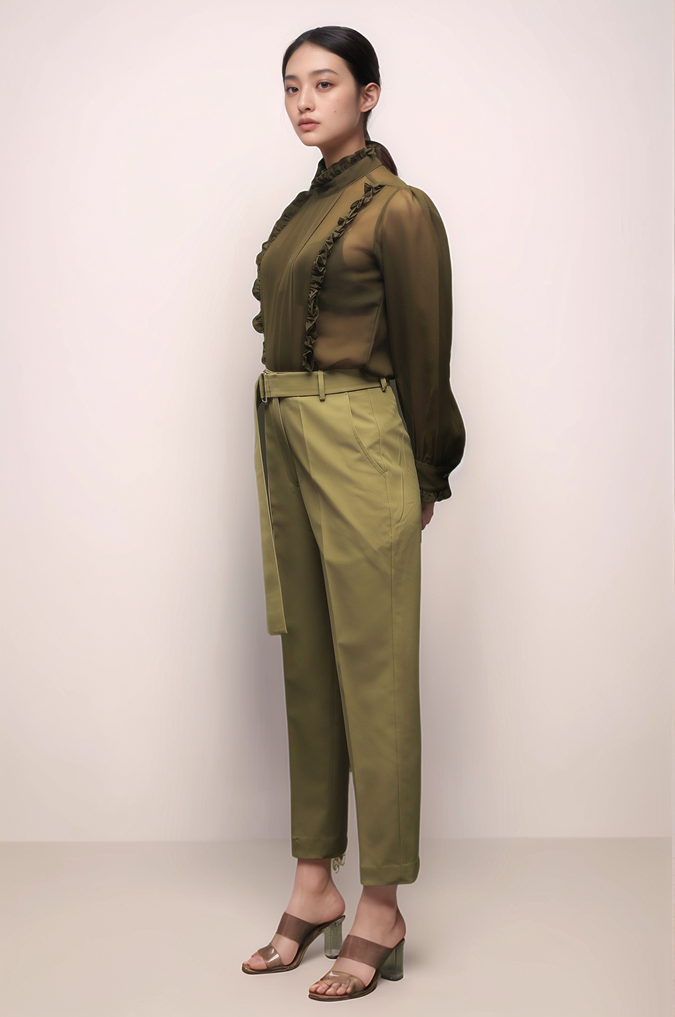 Olive Green Georgette Shirt