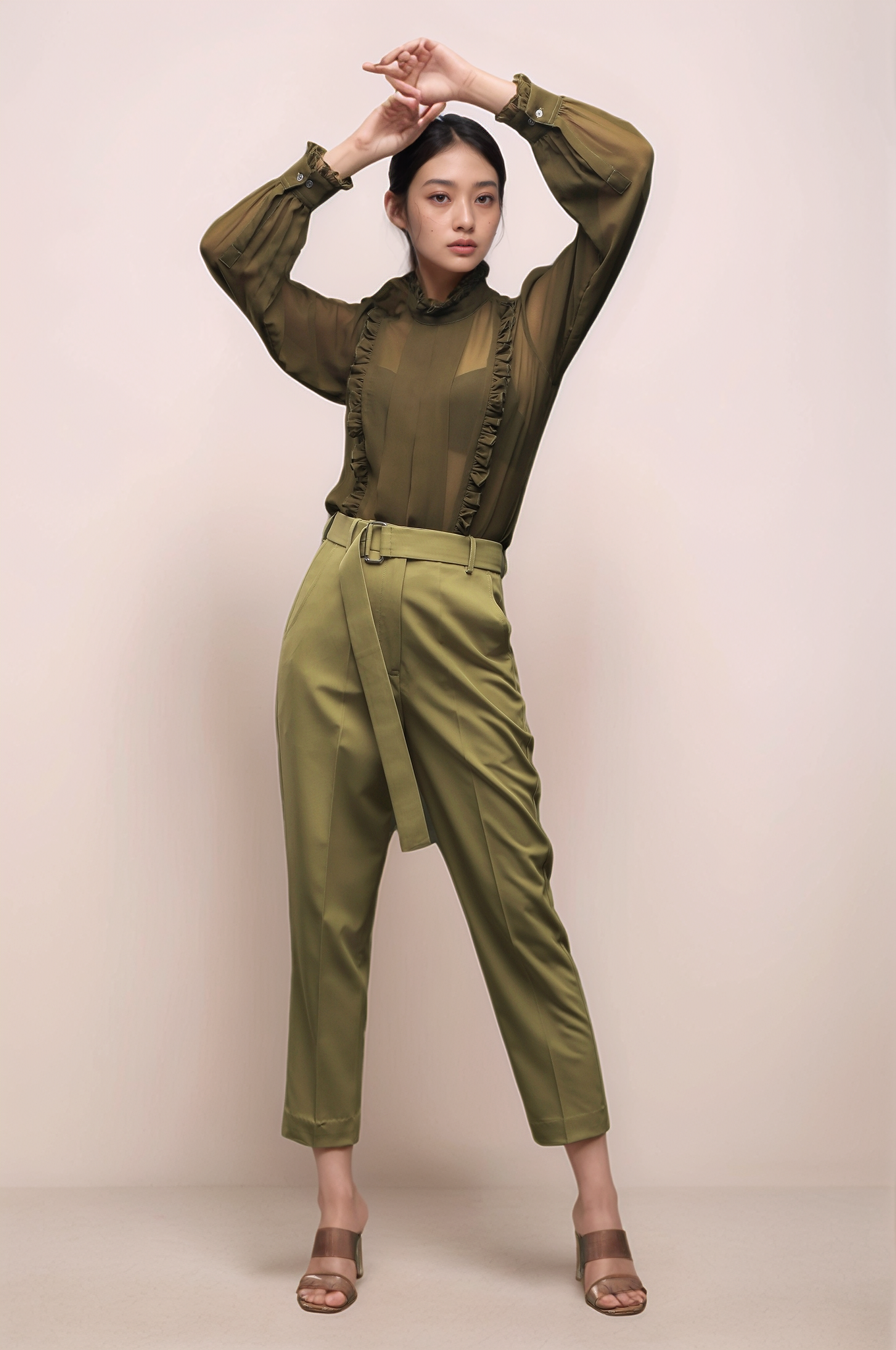 Olive Green Georgette Shirt