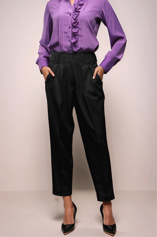 Black Baggy Cropped Trouser