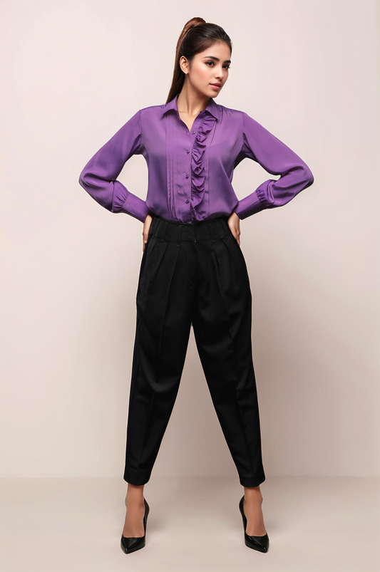 Black Baggy Cropped Trouser