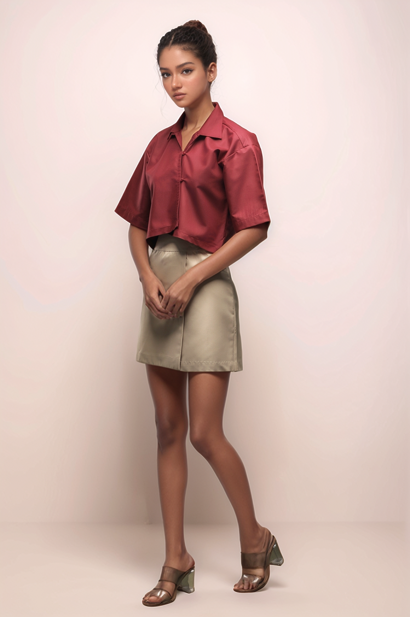 Maroon Cropped Shirt