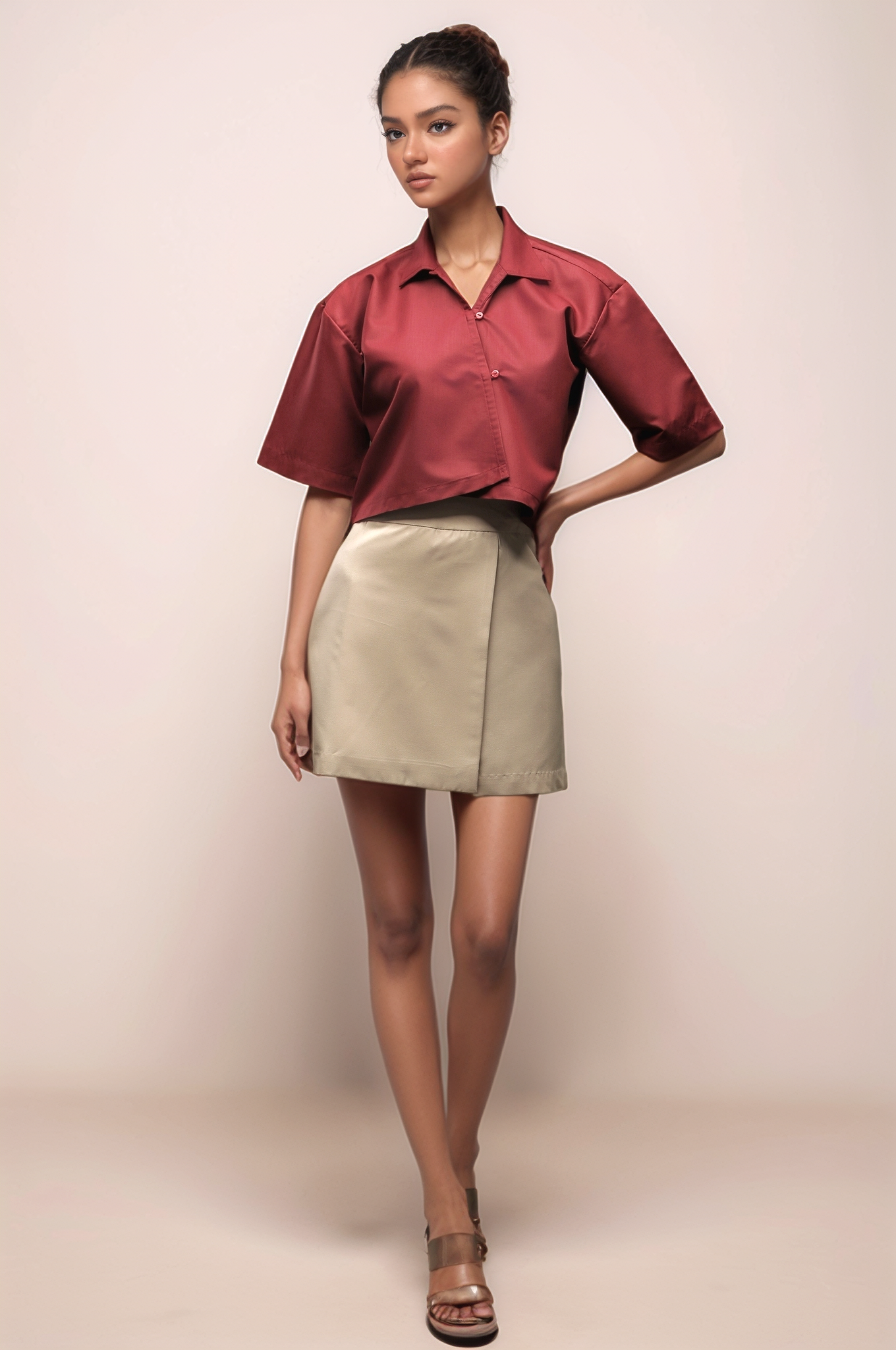 Maroon Cropped Shirt