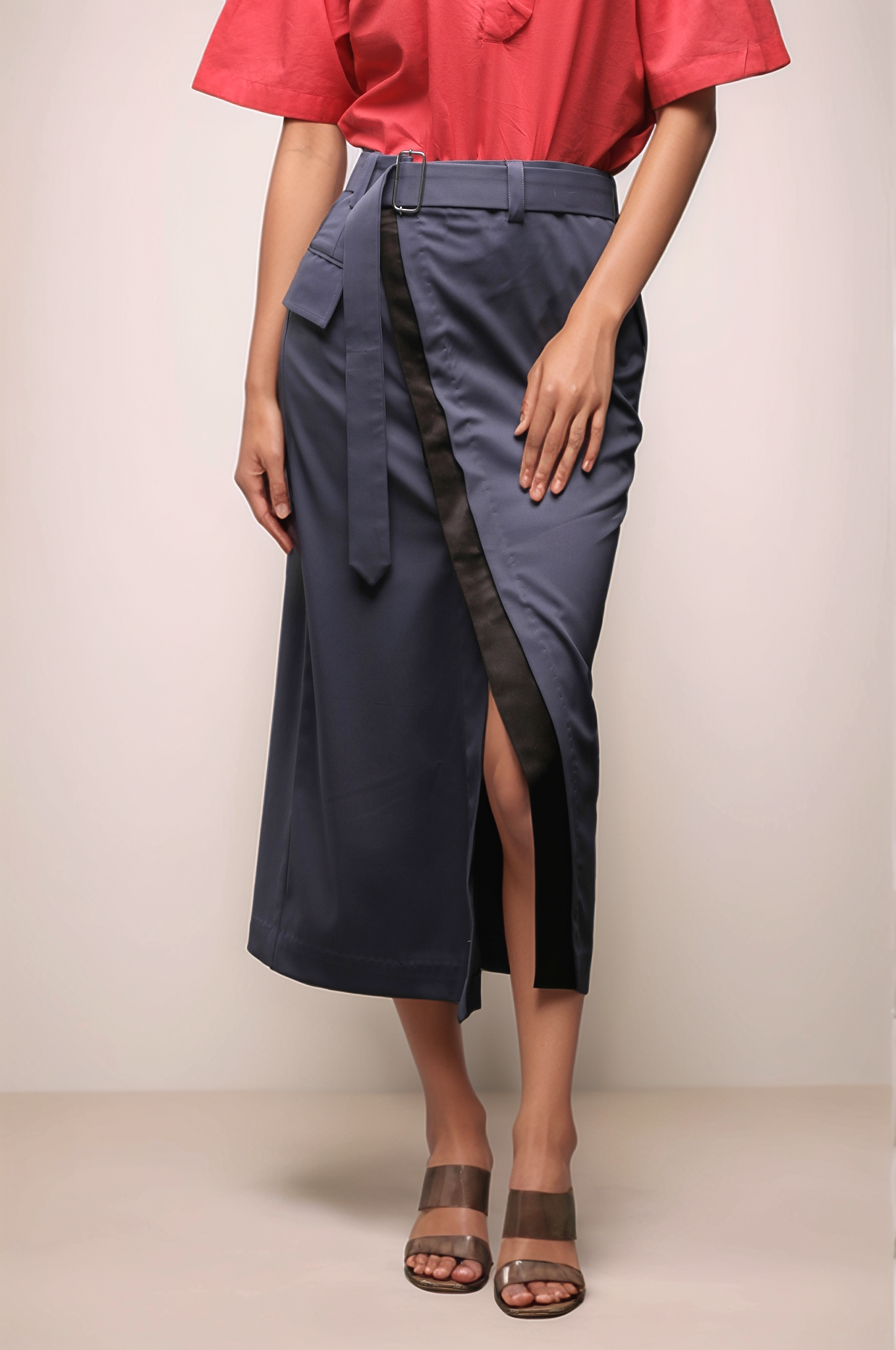 Dark Grey Front Open Skirt