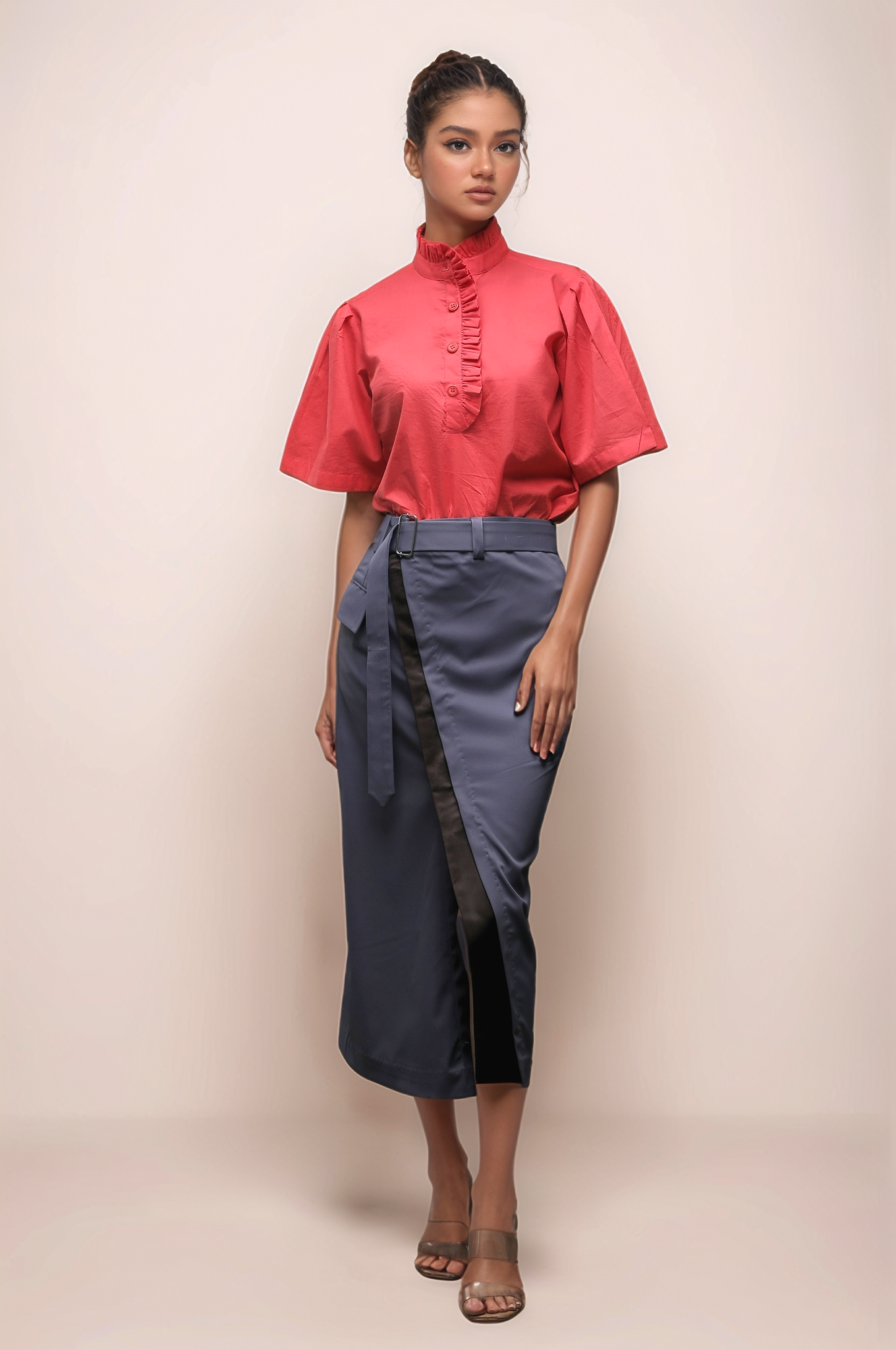 Dark Grey Front Open Skirt