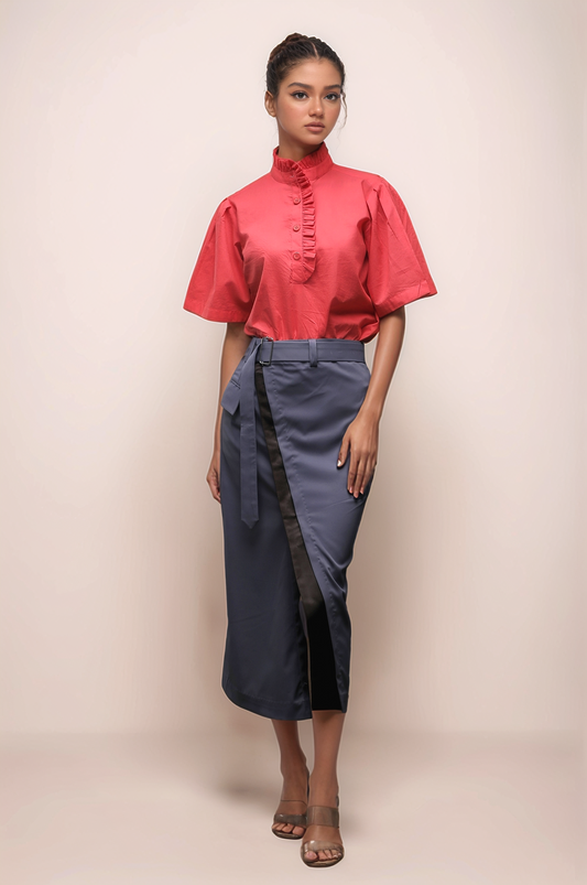 Coral Pink Frill Shirt