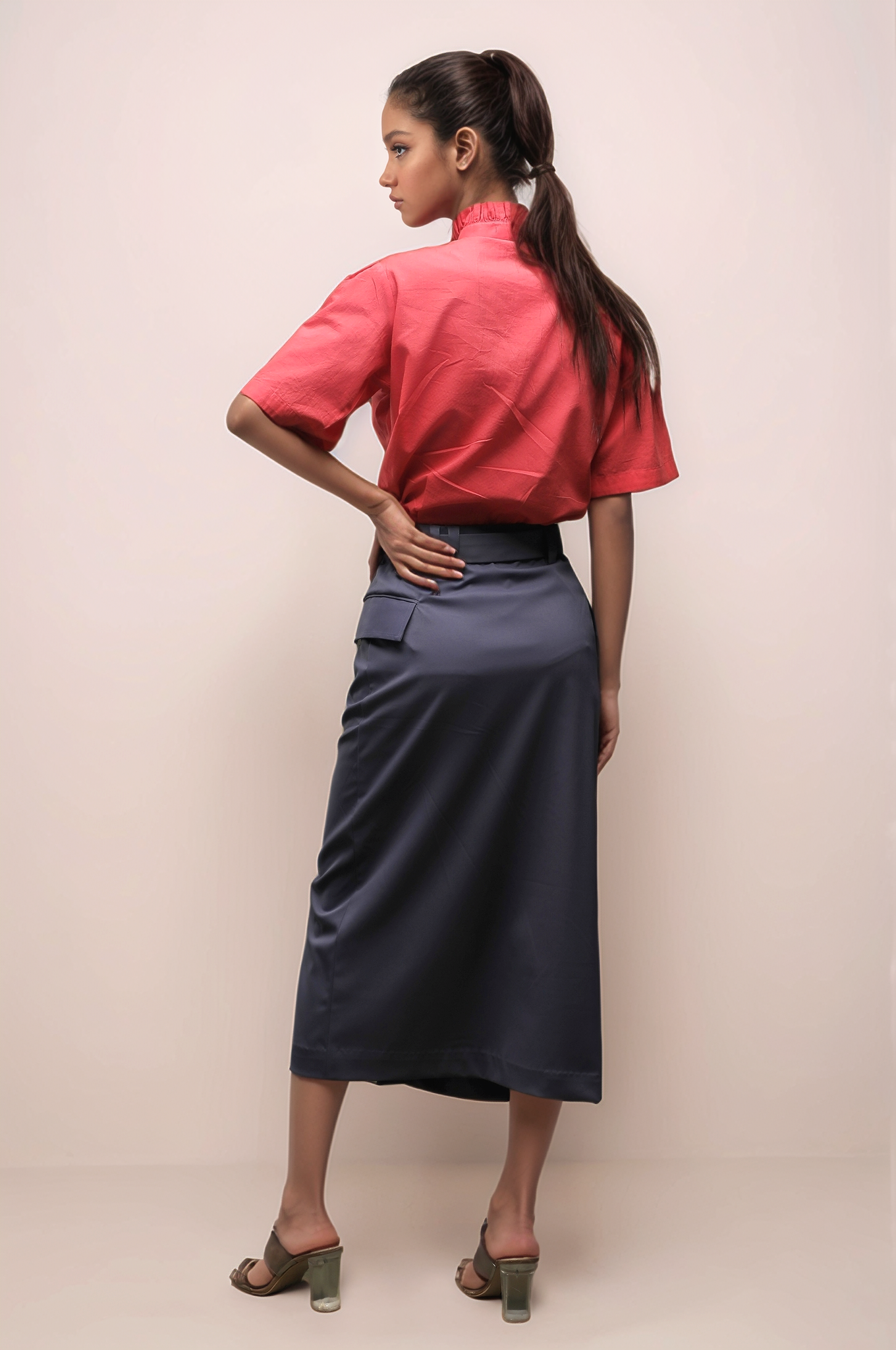 Dark Grey Front Open Skirt