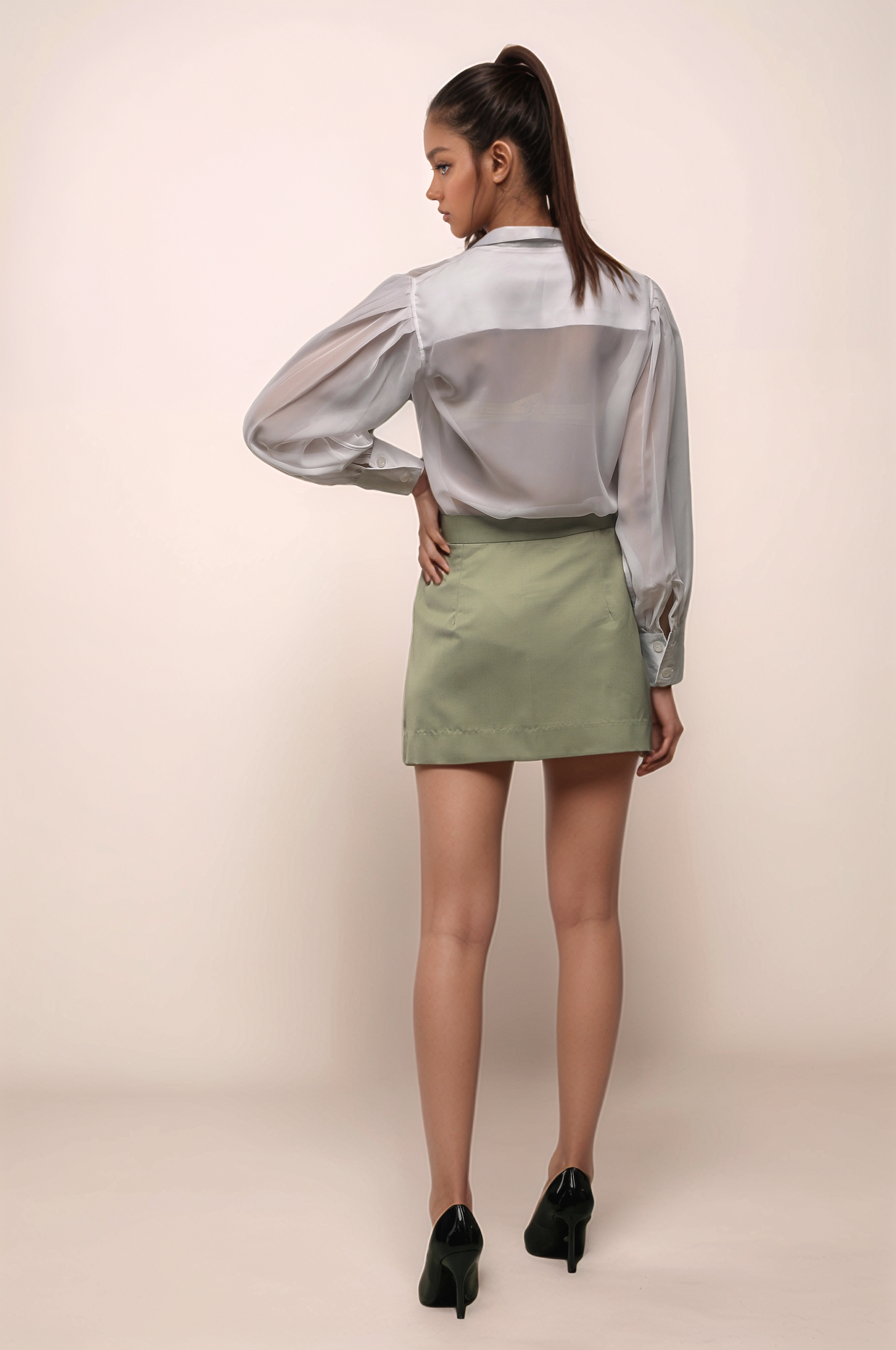 White Georgette Panel Shirt