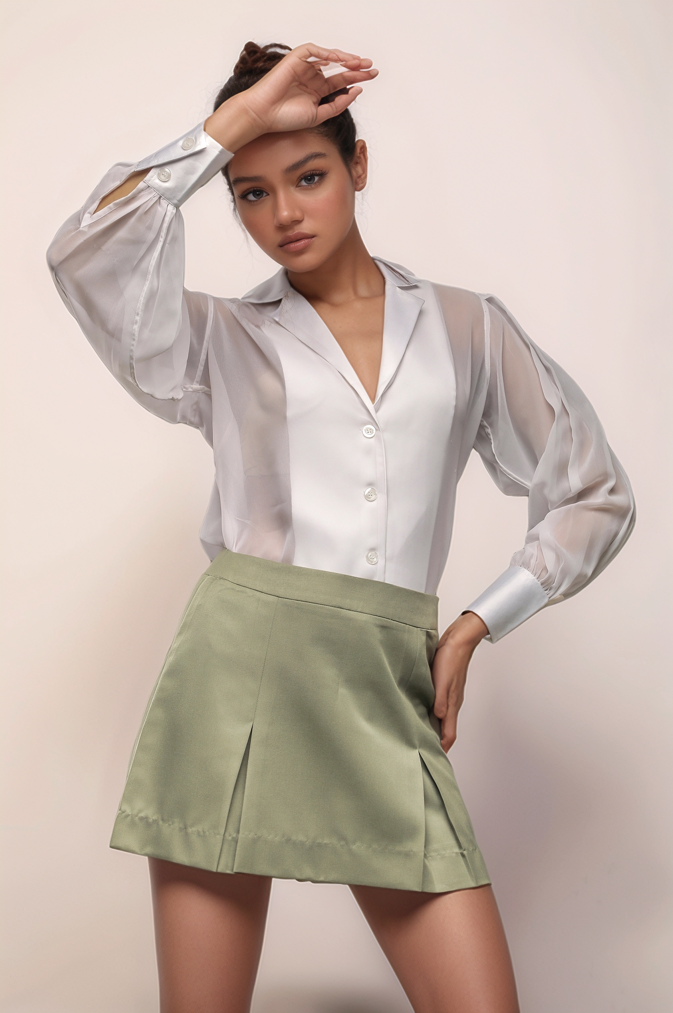 White Georgette Panel Shirt