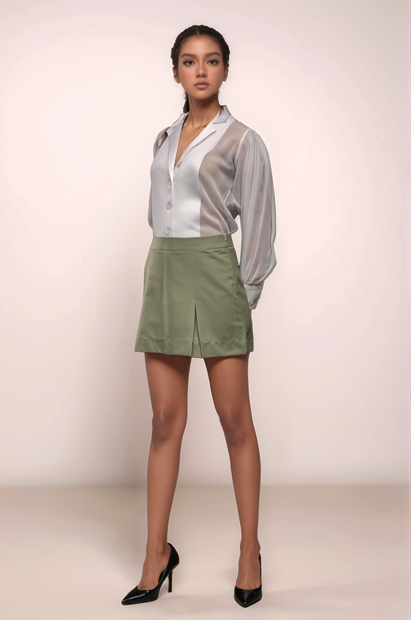 White Georgette Panel Shirt