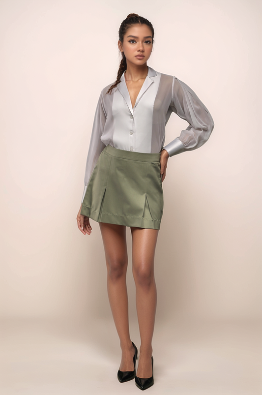 White Georgette Panel Shirt