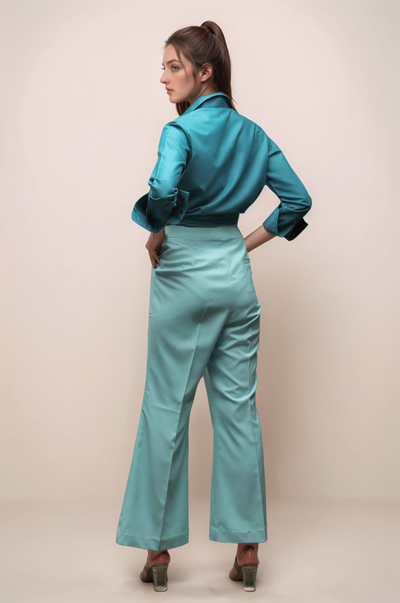 Sky Blue Bellbottom Trouser