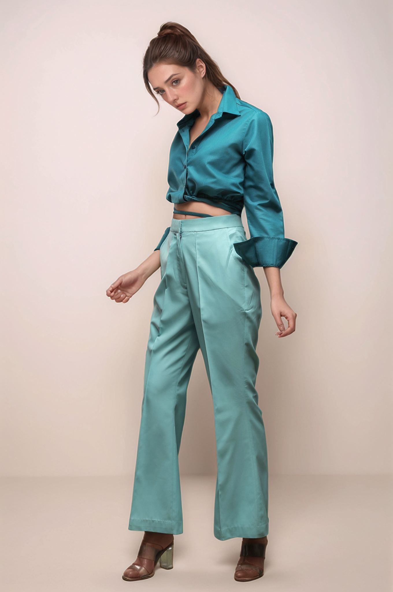Sky Blue Bellbottom Trouser