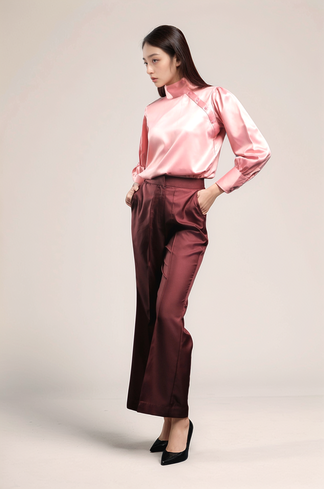 Pink High Neck Shirt