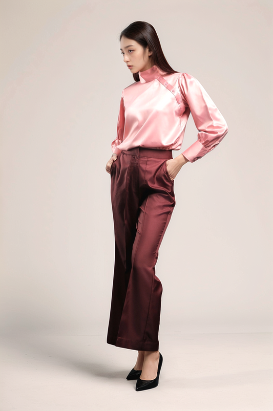 Wine Bellbottom Trouser