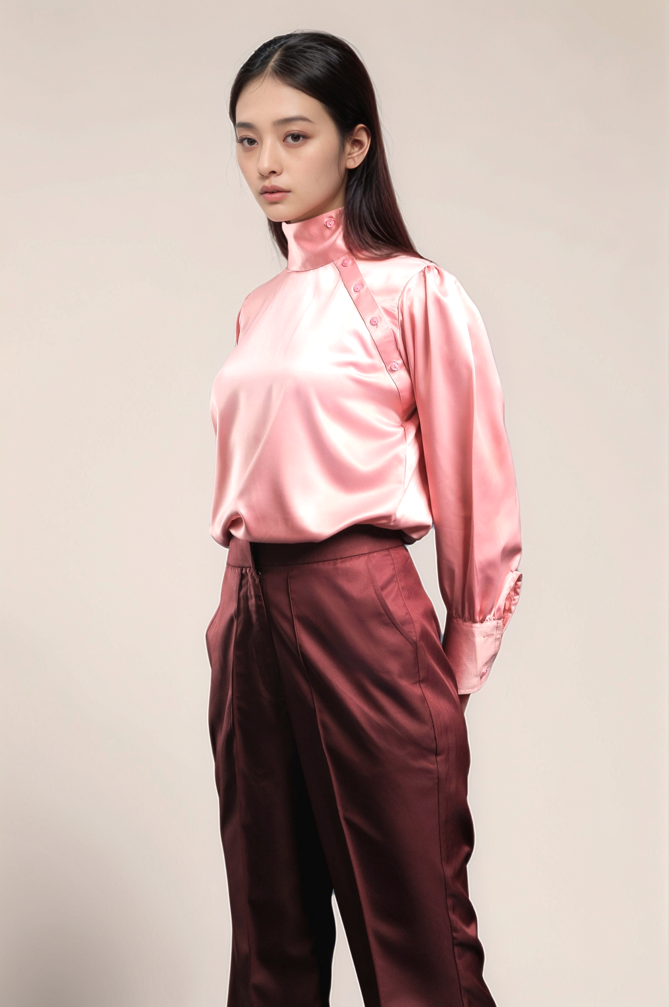 Pink High Neck Shirt