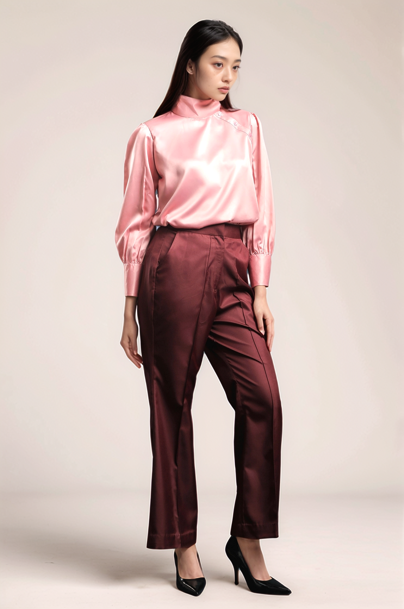 Pink High Neck Shirt