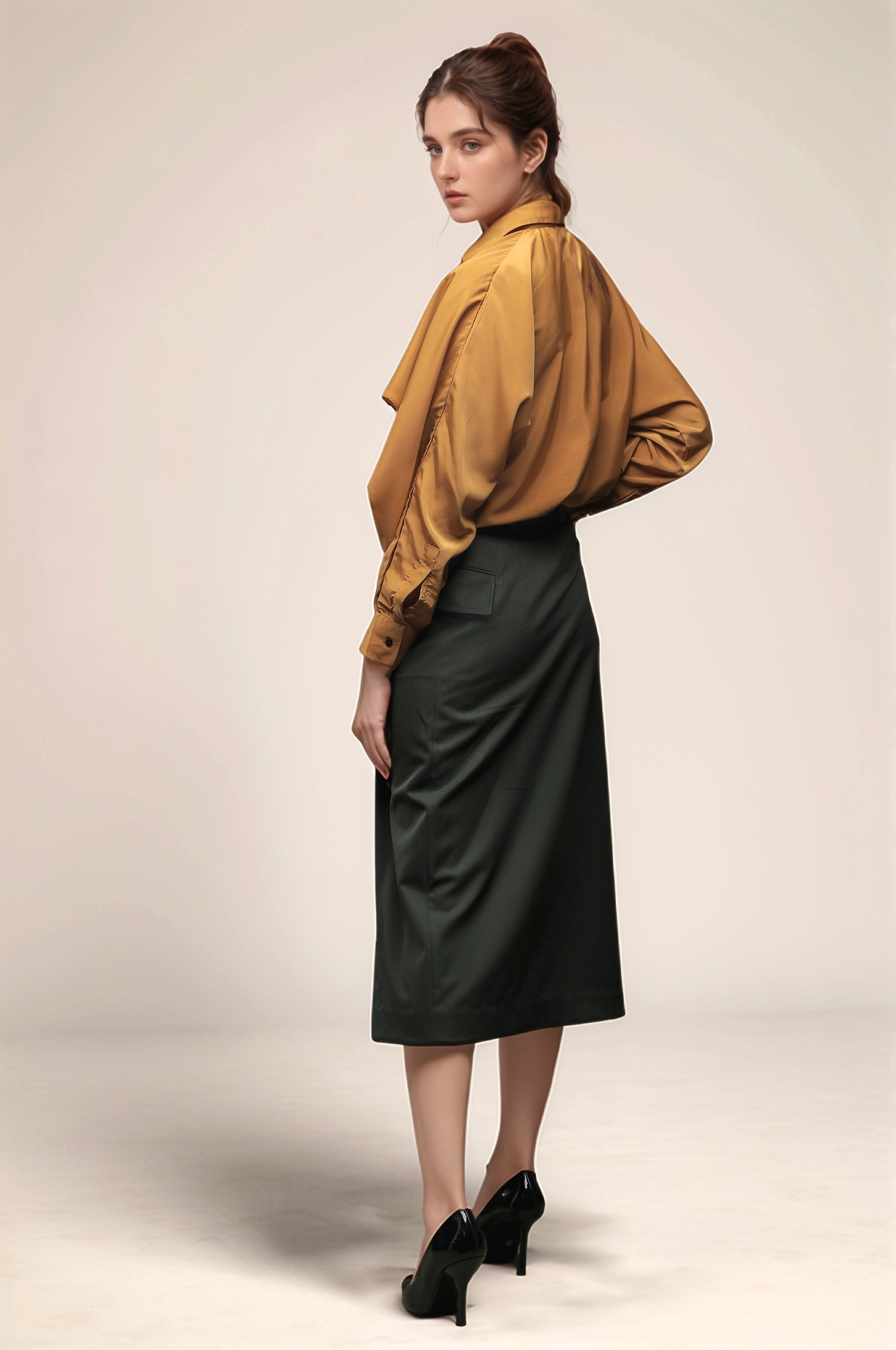 Green Front Open Skirt