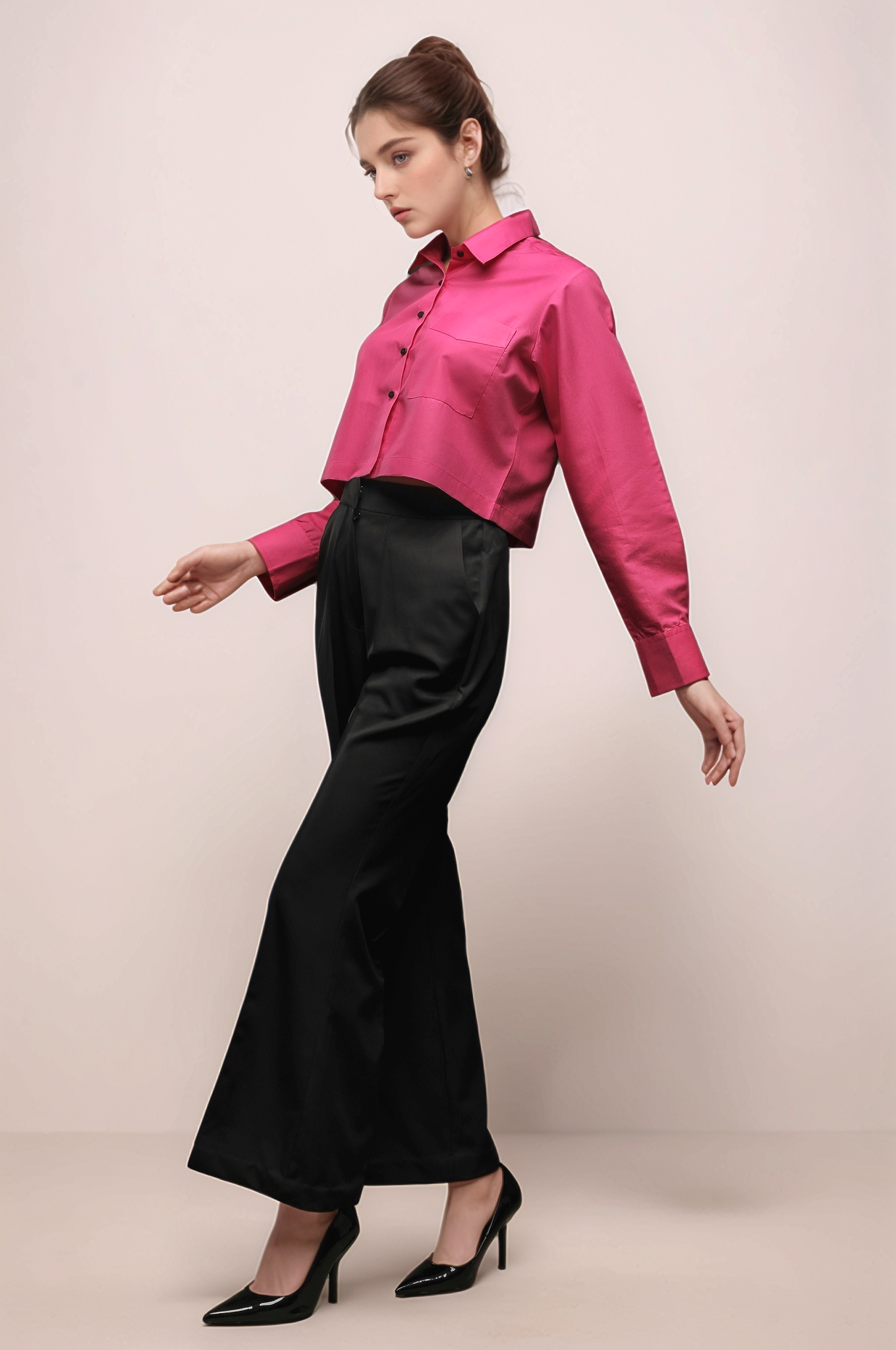 Pink Cropped Shirt