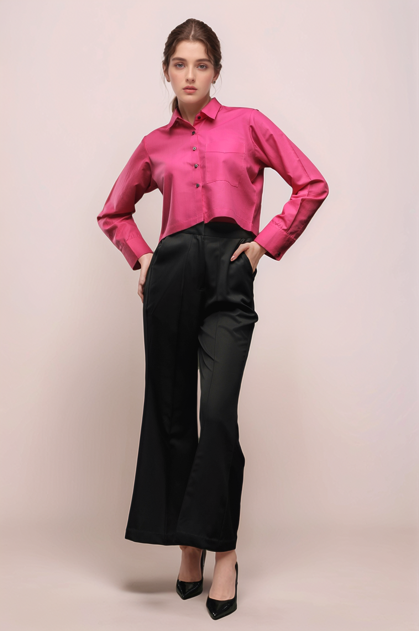Pink Cropped Shirt