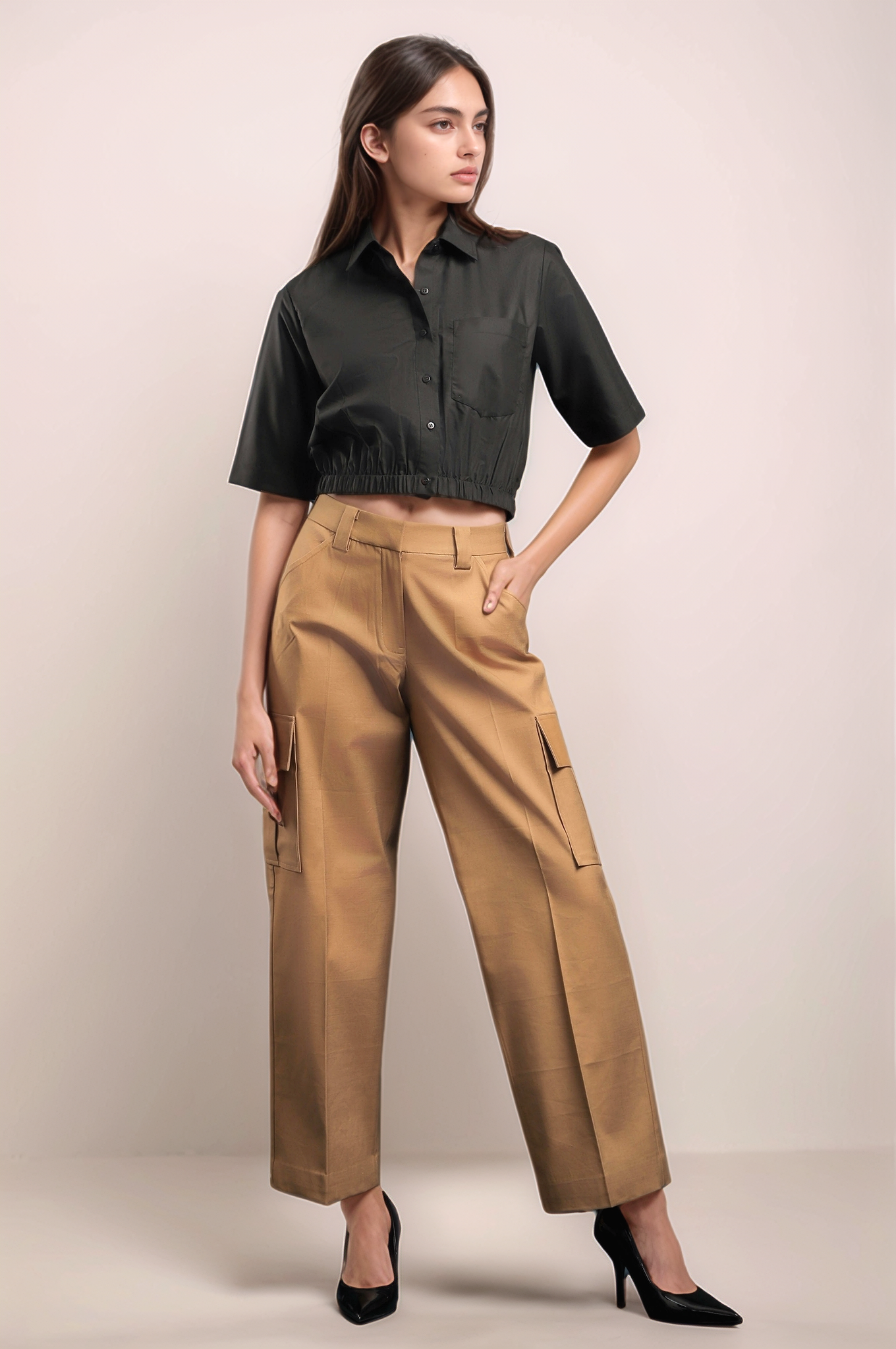 Black Crop Shirt