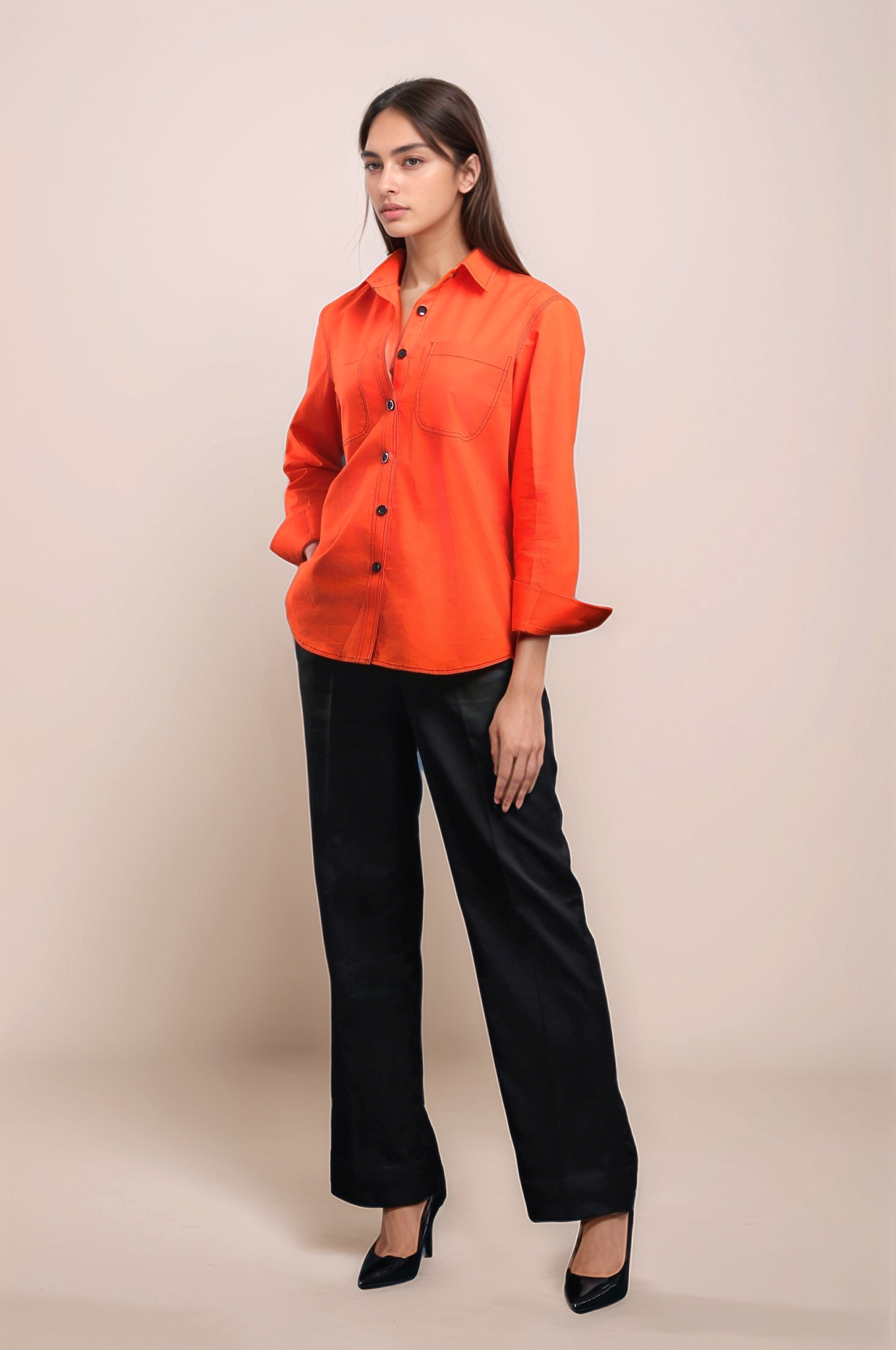 Orange Cotton Shirt