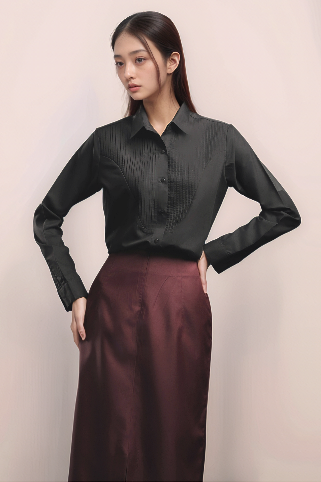 Black Tuxedo Yoke Shirt