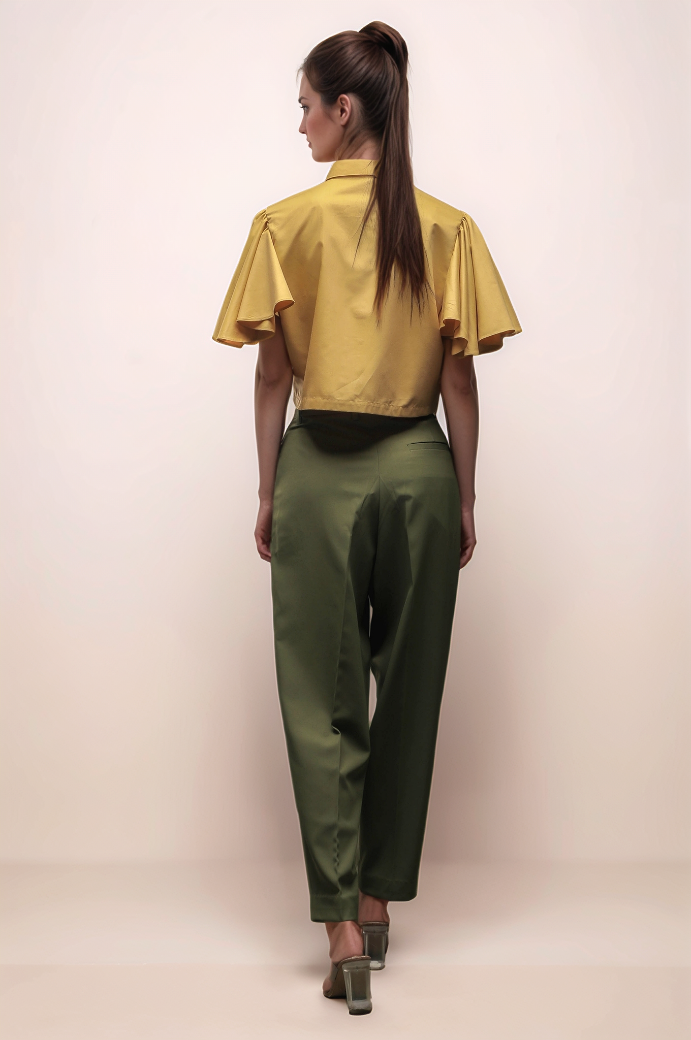 Ochre Yellow Bell Sleeves Top