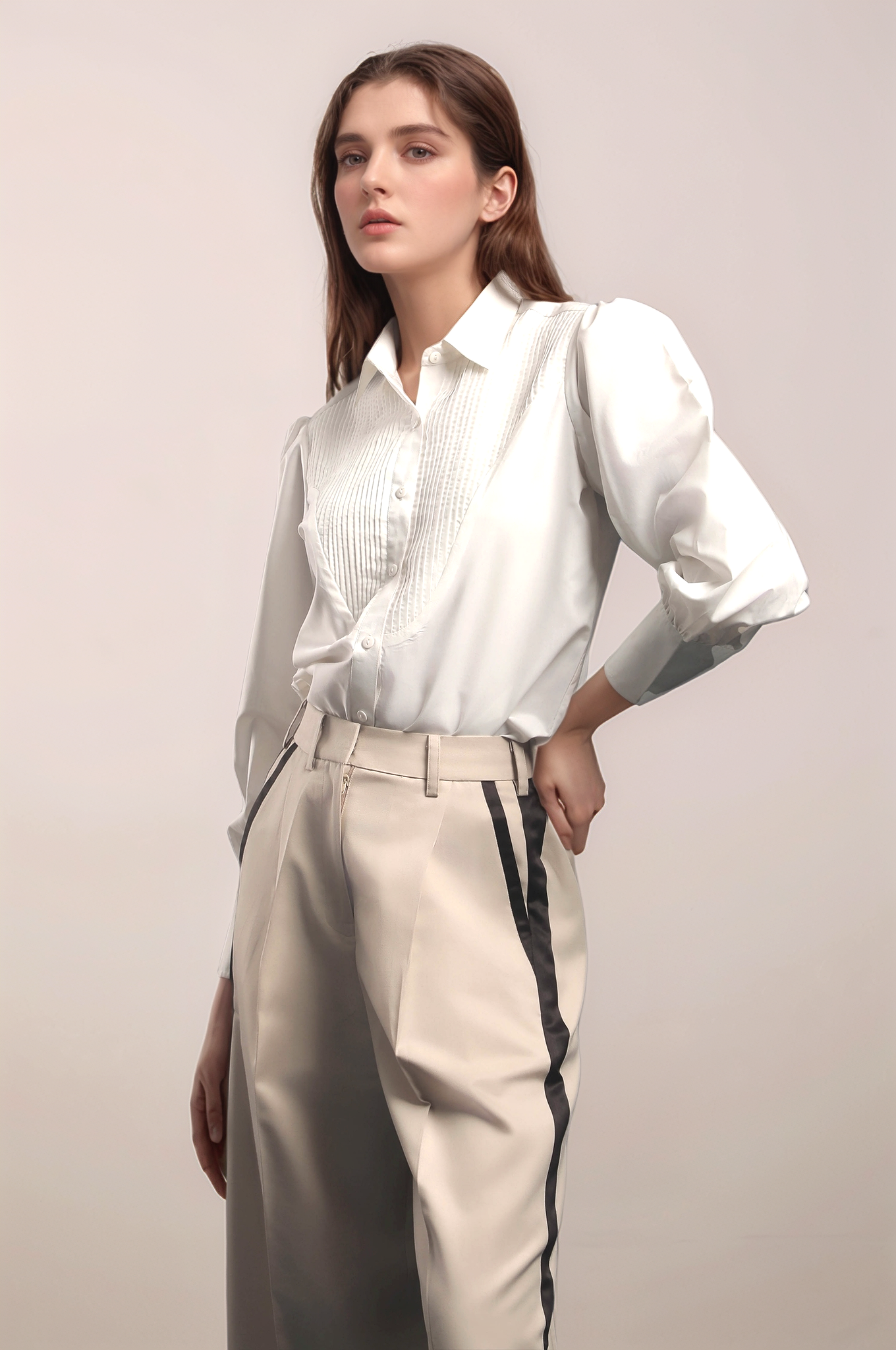 White Tuxedo Yoke Shirt