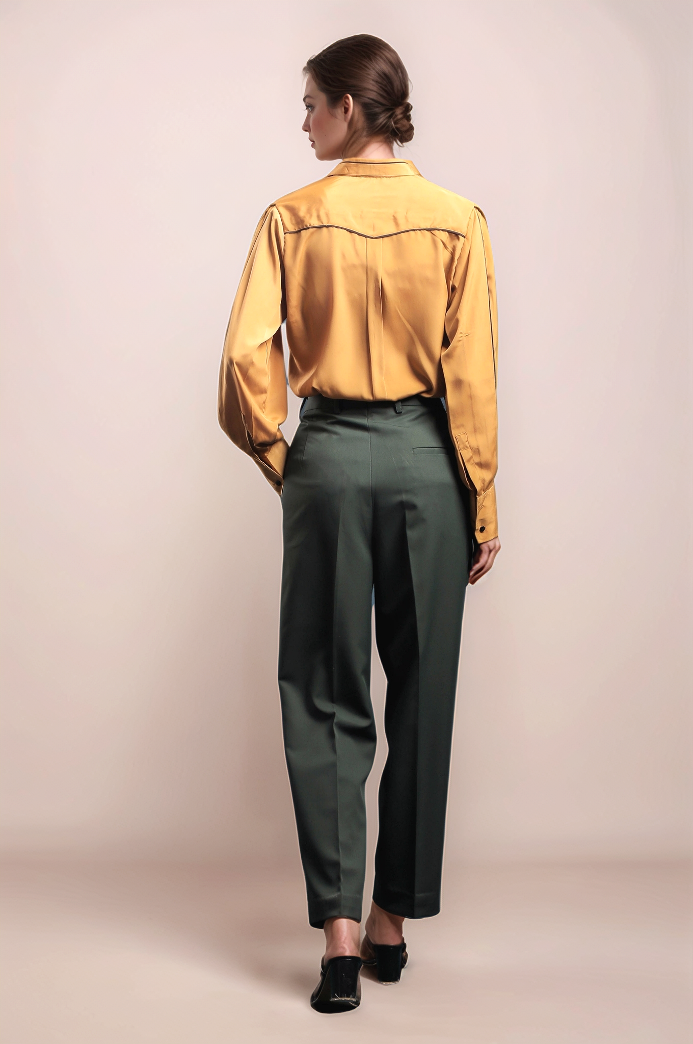 Dark Green Double Pleated Trouser
