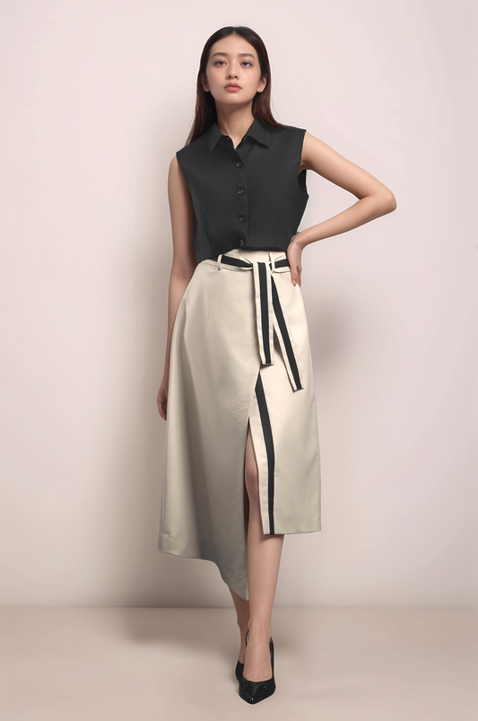 Beige Overlapped Skirt
