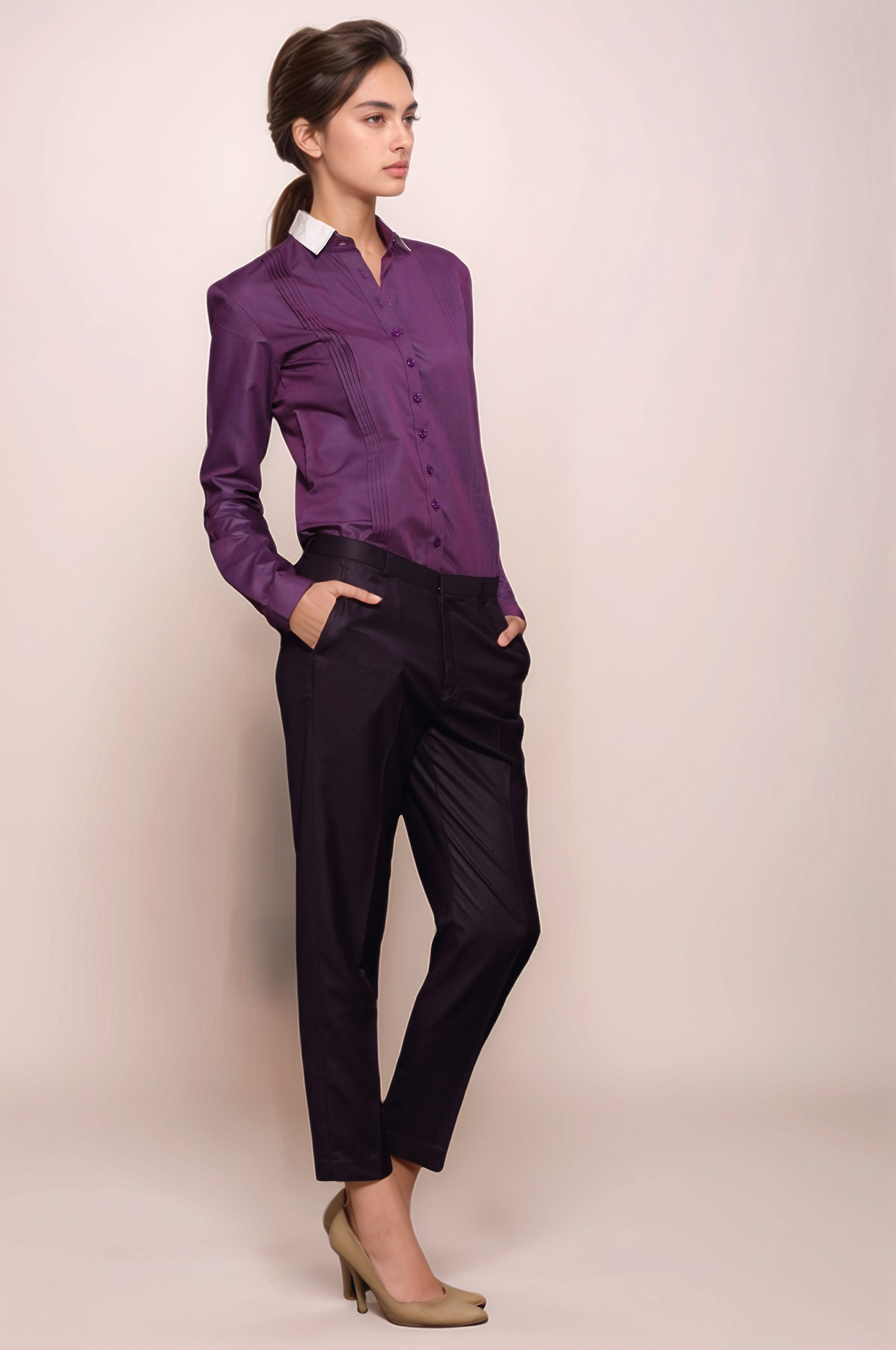 Purple Pleated Shirt
