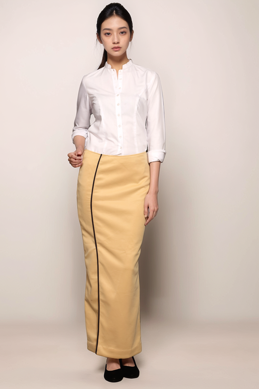 White Chinese Collar Shirt